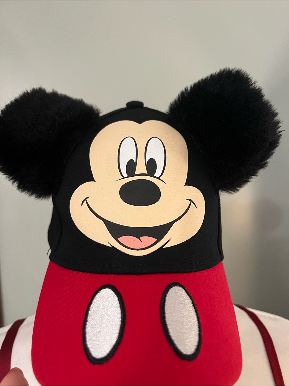 Disney Mickey Mouse Hat  Black & Red Plush-Ear Kids Cap adjustable